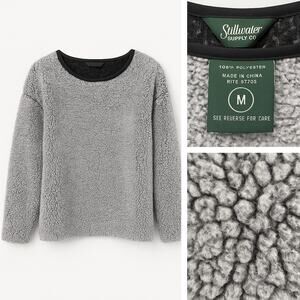 Stillwater Supply Co Gray Sherpa Fleece Pullover Women’s Size M Cozy Soft Top